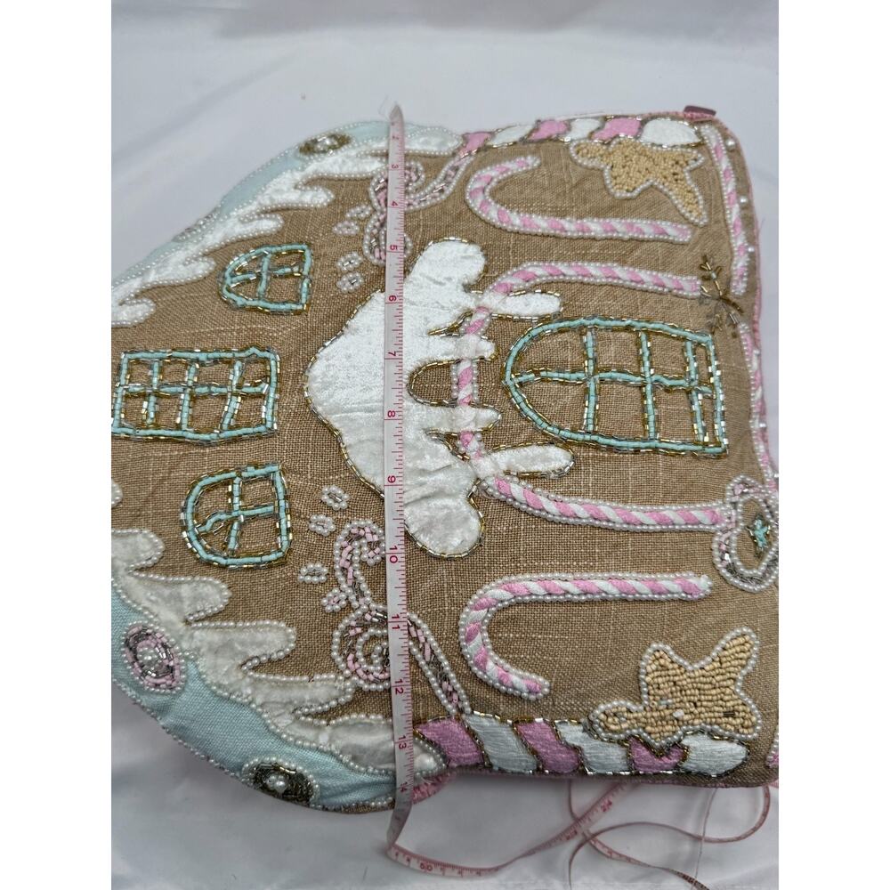 Sugar Plum Dreams Christmas Holiday Throw Pillow Pastel Beaded Bling Beads NWT - Picture 7 of 9
